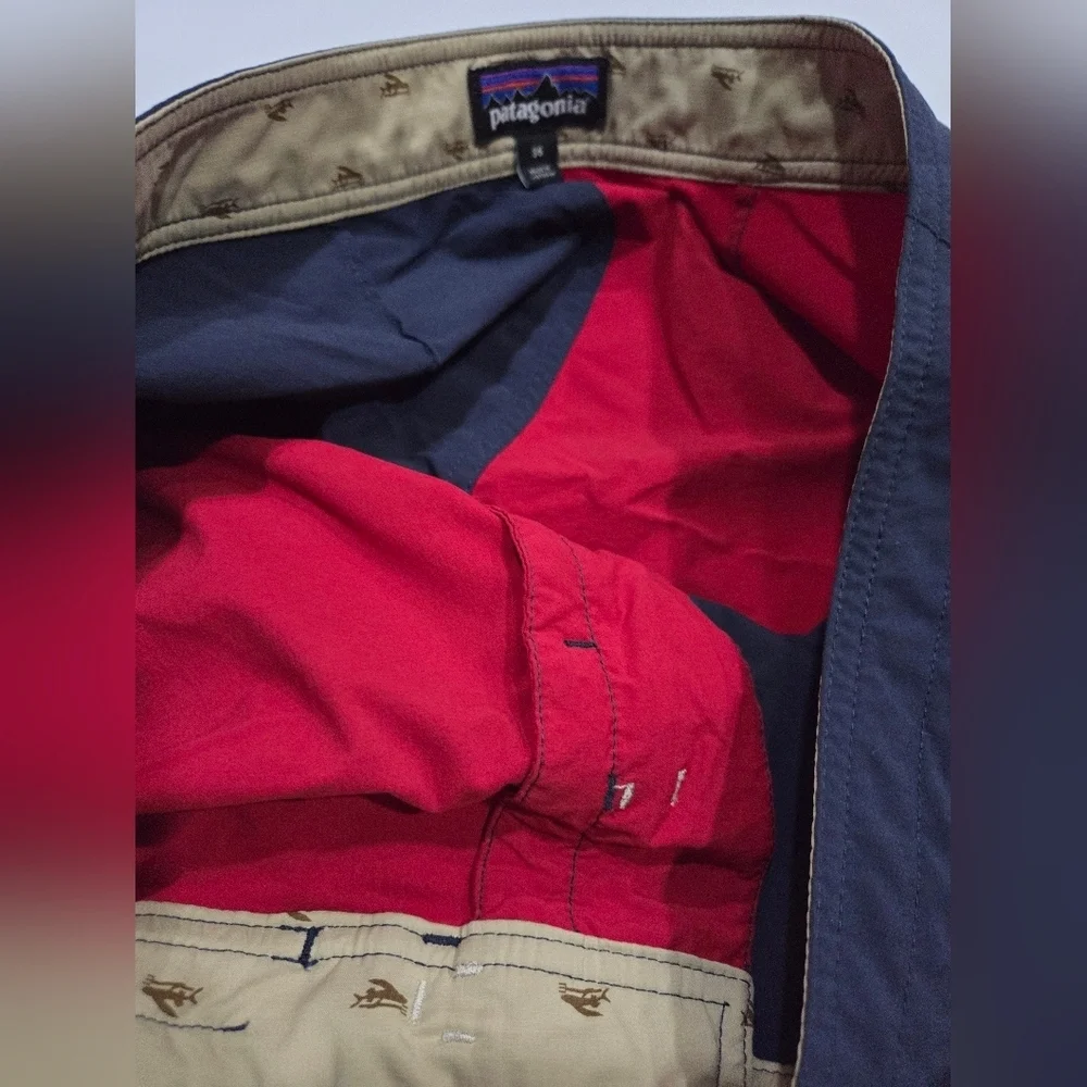 Patagonia Red and Navy Board Shorts Sz.36
